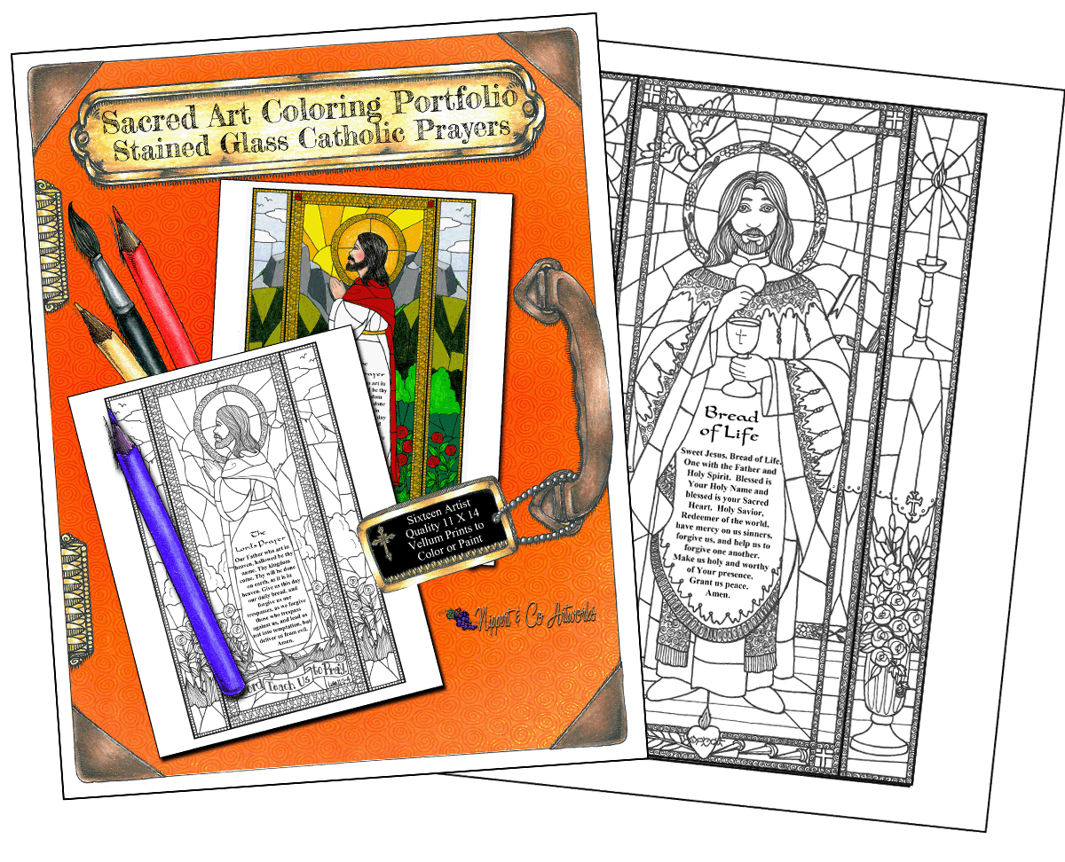Stained Glass Catholic Prayers in English Coloring Portfolio