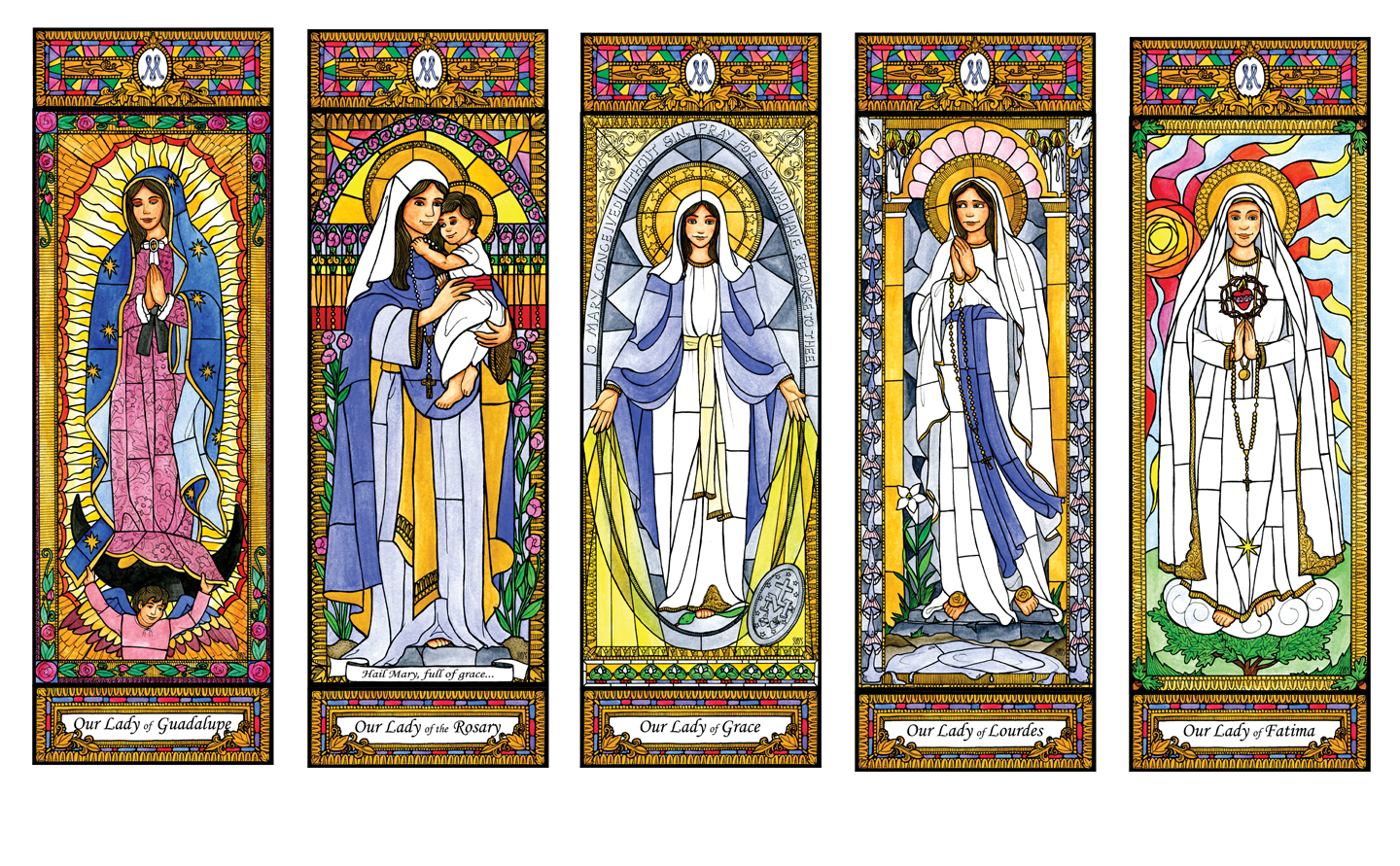Stained Glass Mary Set 1