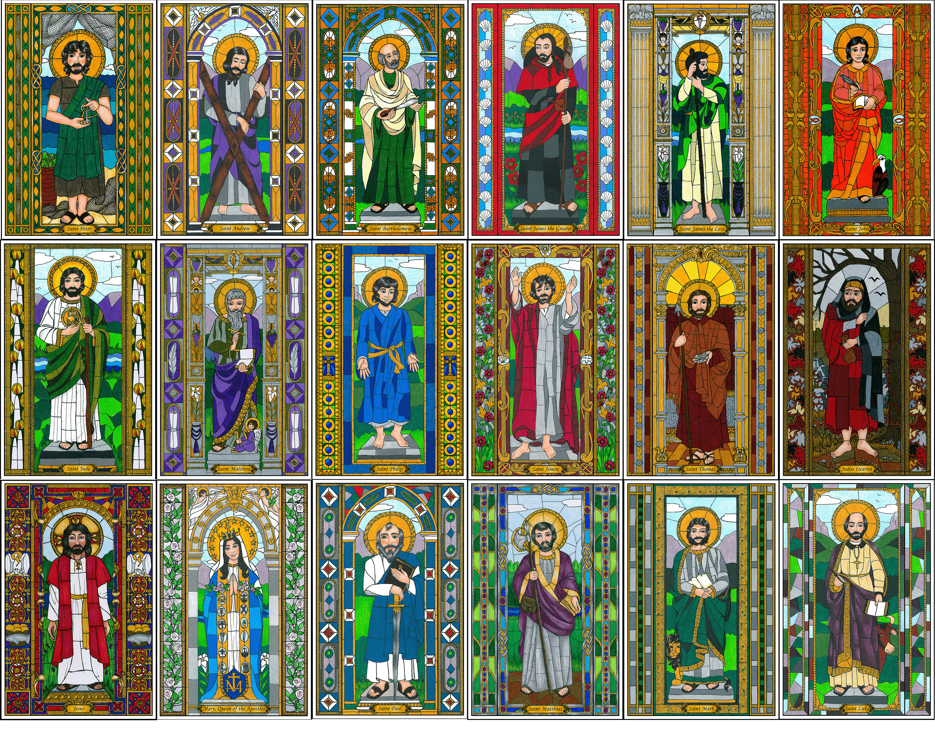 Stained Glass Apostles Window Clings