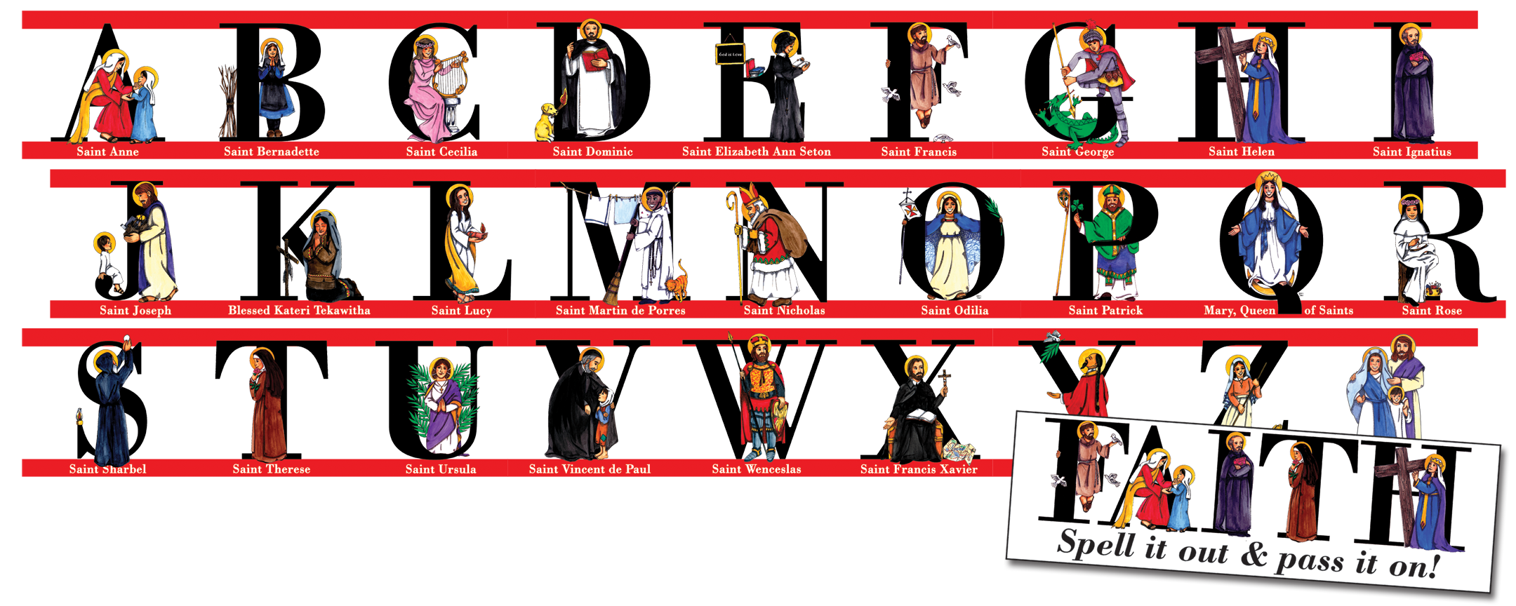 An Alphabet of Saints Border