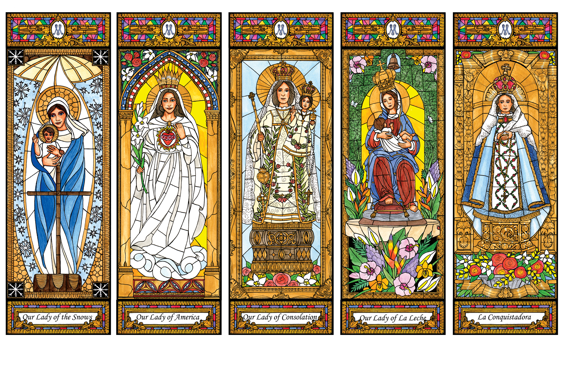 Stained Glass Mary Set 4