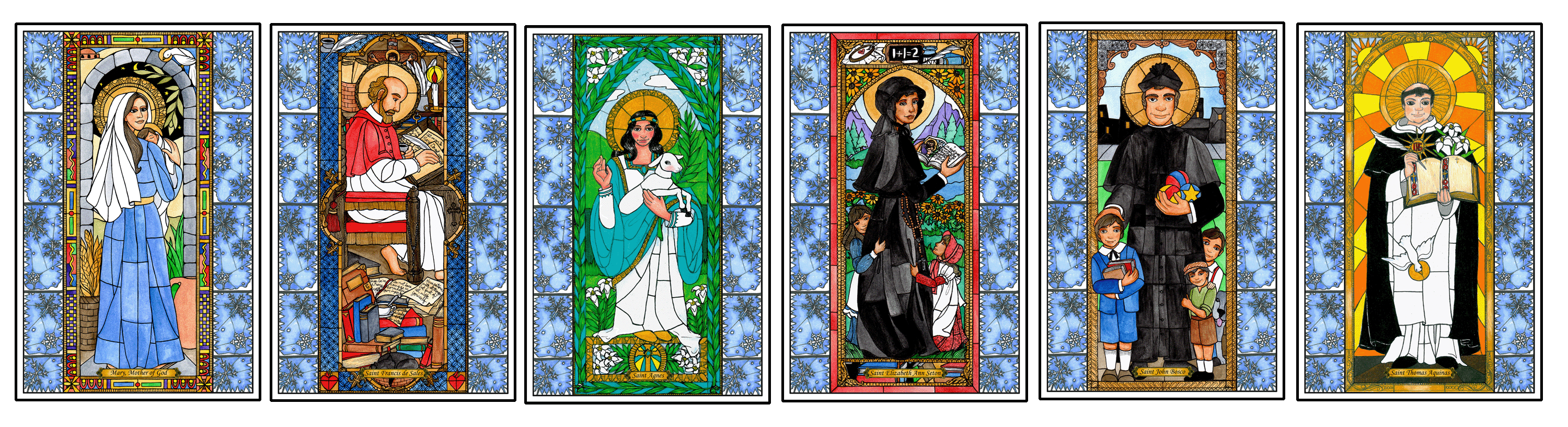 Stained Glass Saints of January Window Cling
