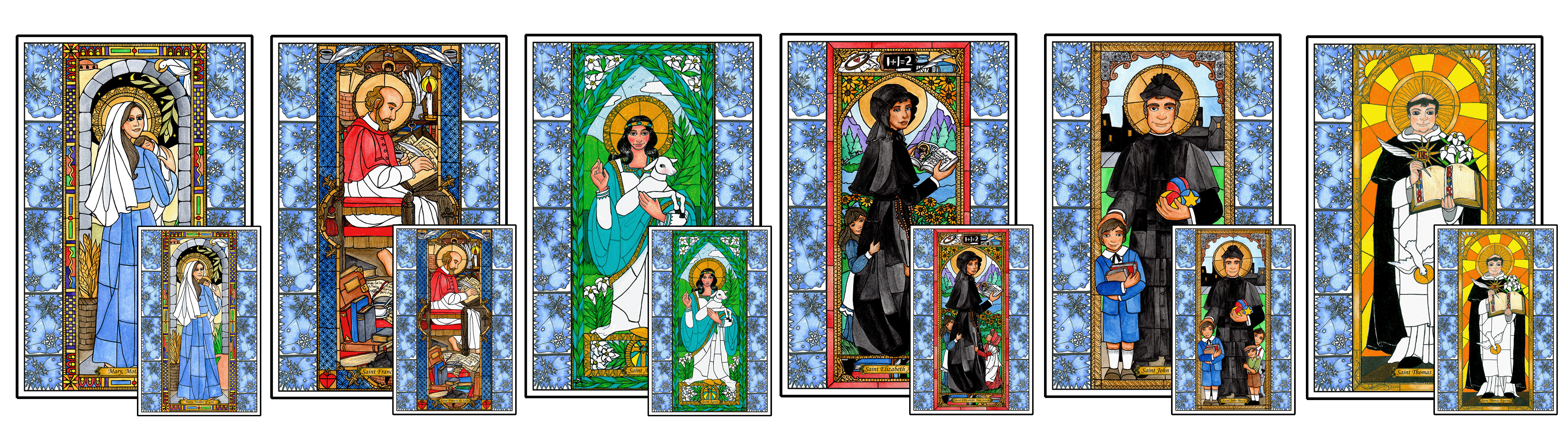 Stained Glass Saints of January Window Cling Combo