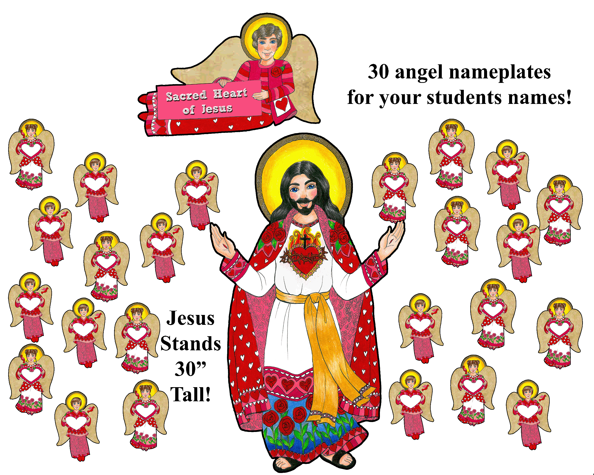 Boho Sacred Heart & Nameplate Combo