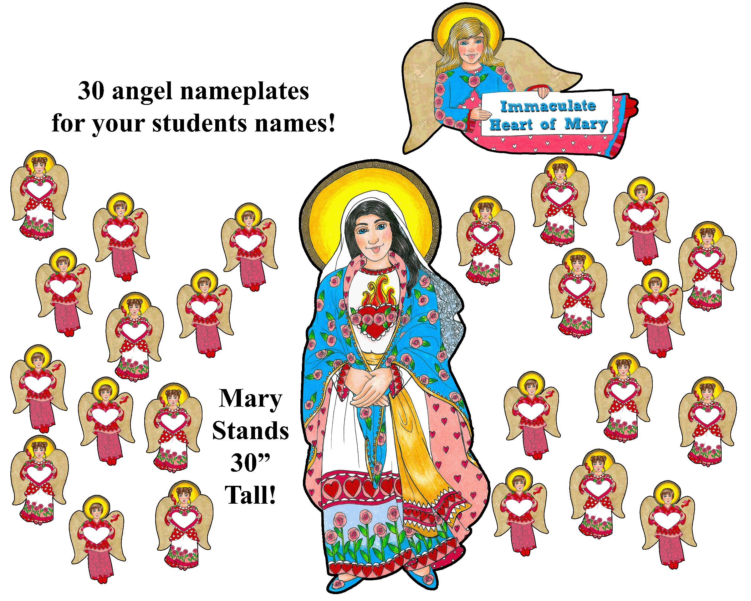 Boho Immaculate Heart Nameplate Combo