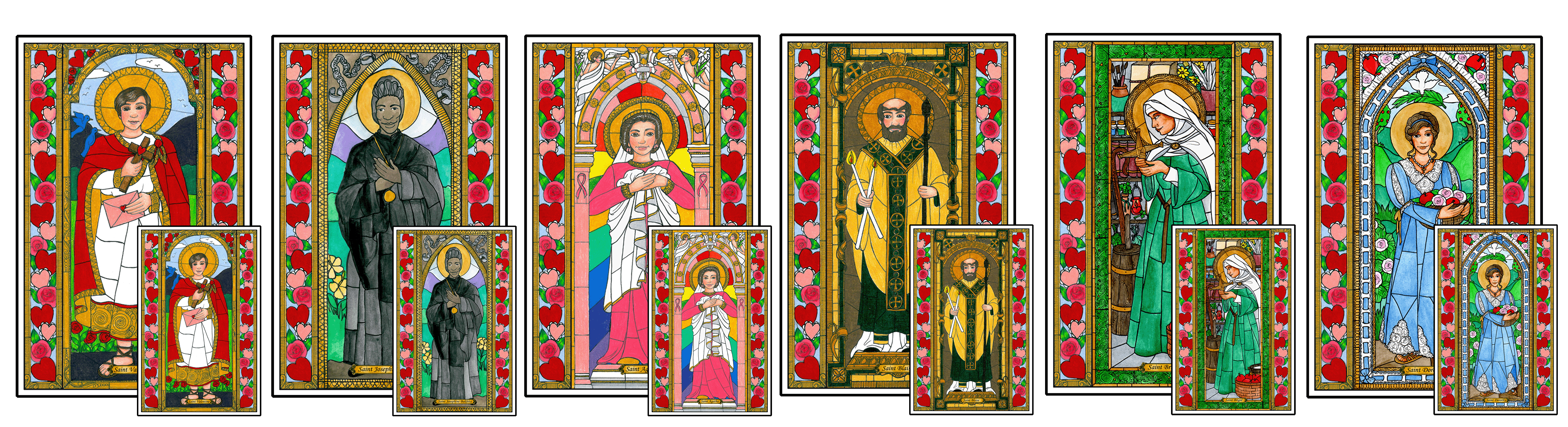 Stained Glass Saints of February Mini Posters and Window Cling Combo