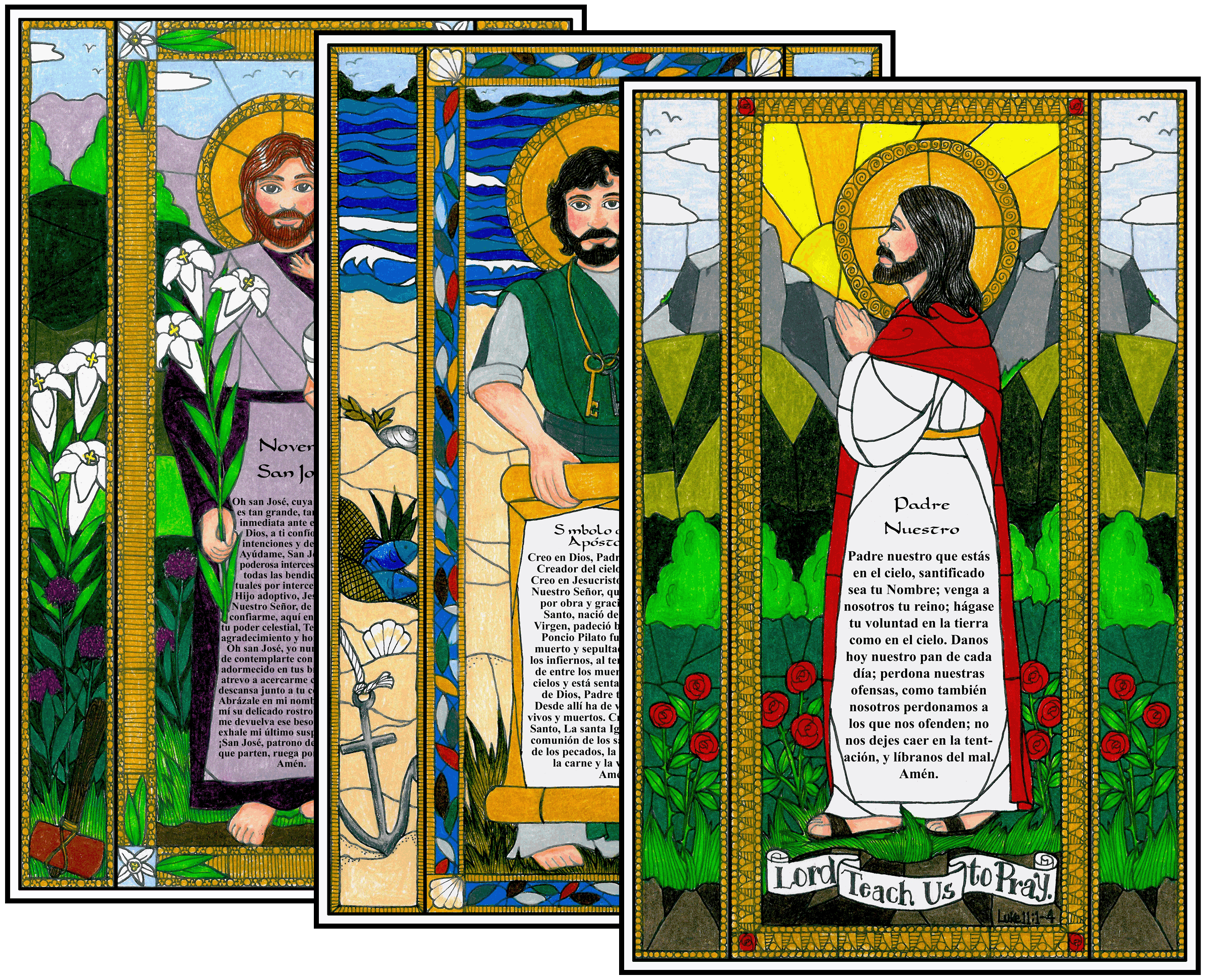 Stained Glass Prayer Set 1 - Spanish