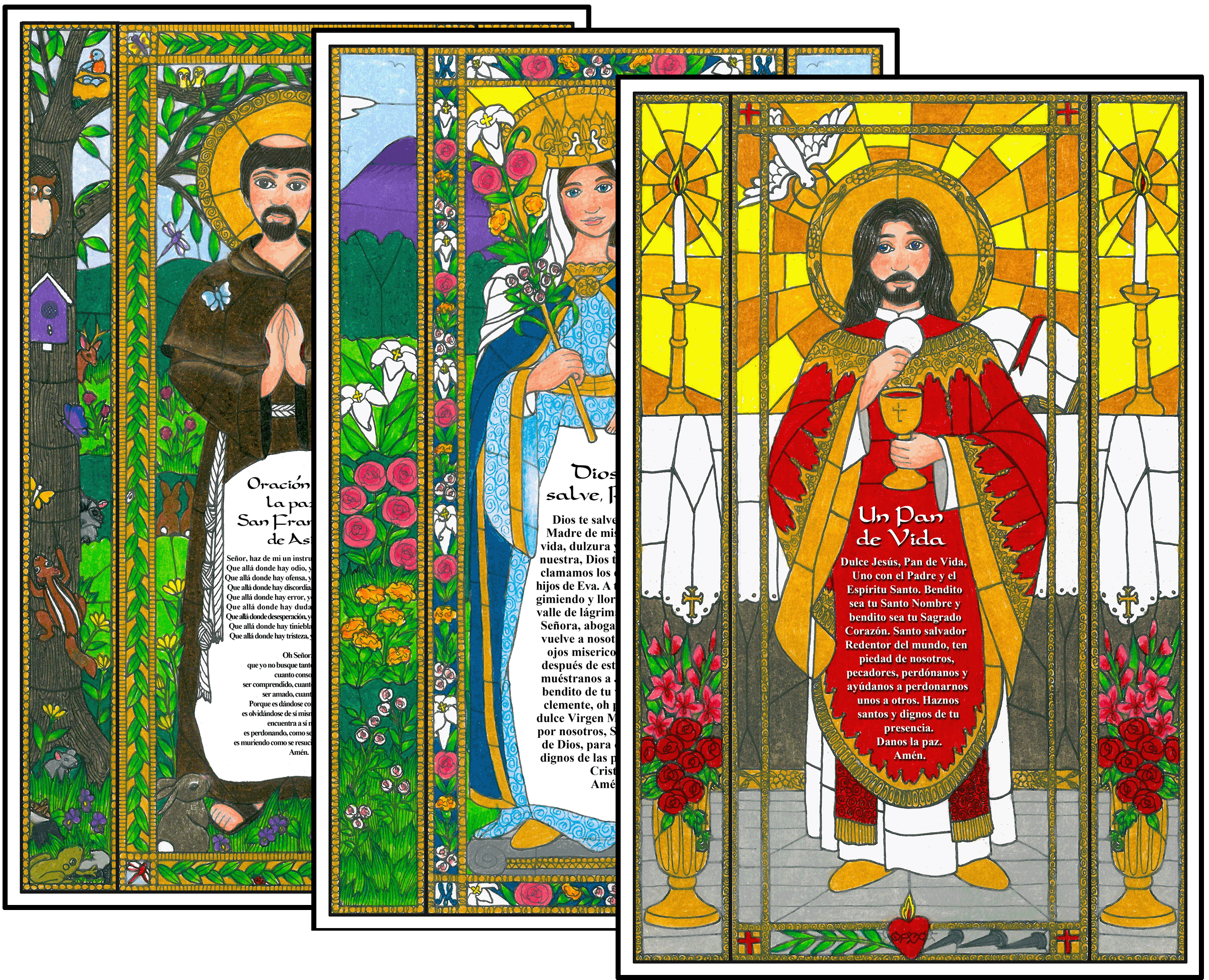 Staiend Glass Prayer Set 2 Spanish