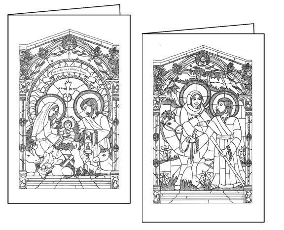 Coloring Nativity Christmas Cards