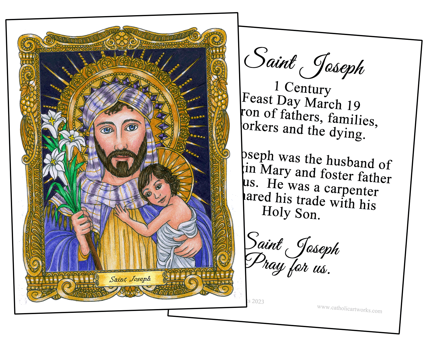 Saint Joseph Large Holy Cards